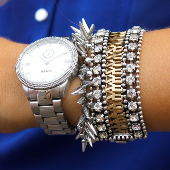 Stella & Dot | Vintage Mixed Metal/Rhinestone Embellished Portia Bracelet - Picture 3 of 7